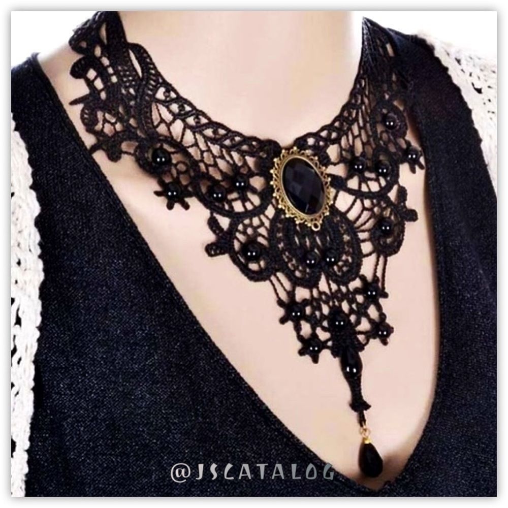 Black Crochet Choker Necklace